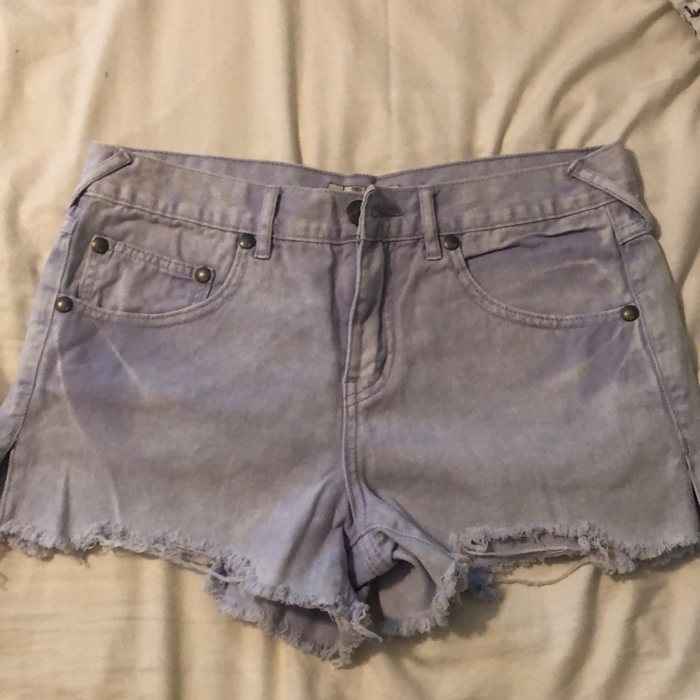 Free People lavender destructed denim shorts Sz 27